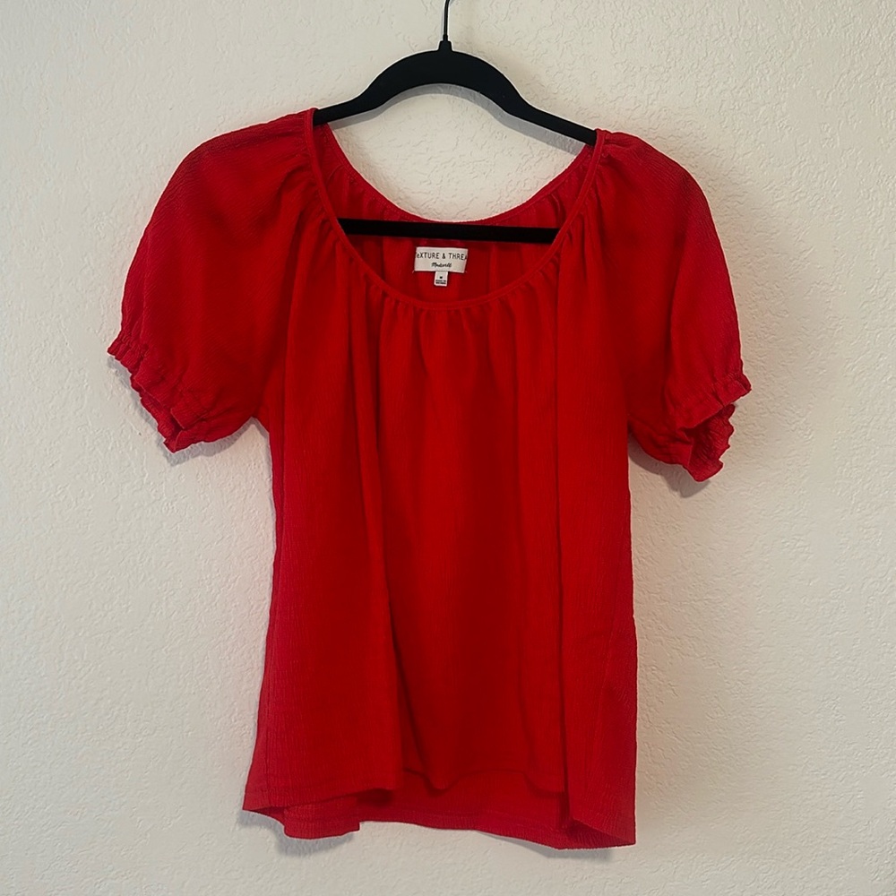 Madewell texture & thread puffy sleeve blouse